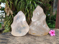 Polished Rock Crystal Flames x 2 From Amoron’i Mania Madagascar