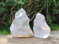 Polished Rock Crystal Flames x 2 From Amoron’i Mania Madagascar