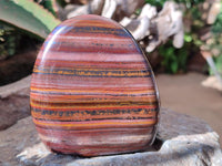 Polished Banded Tiger Iron Standing Free Forms x 3 From South Africa