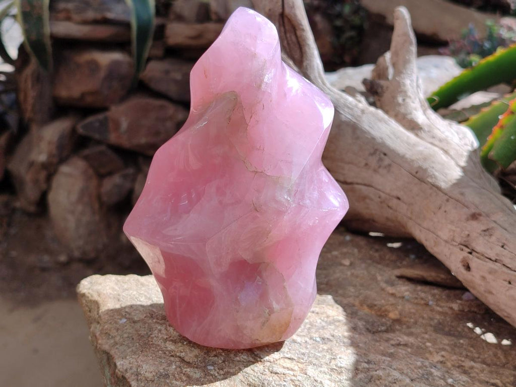 Polished Gemmy Rose Quartz Flame x 1 From Madagascar