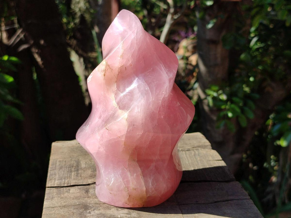 Polished Gemmy Rose Quartz Flame x 1 From Madagascar