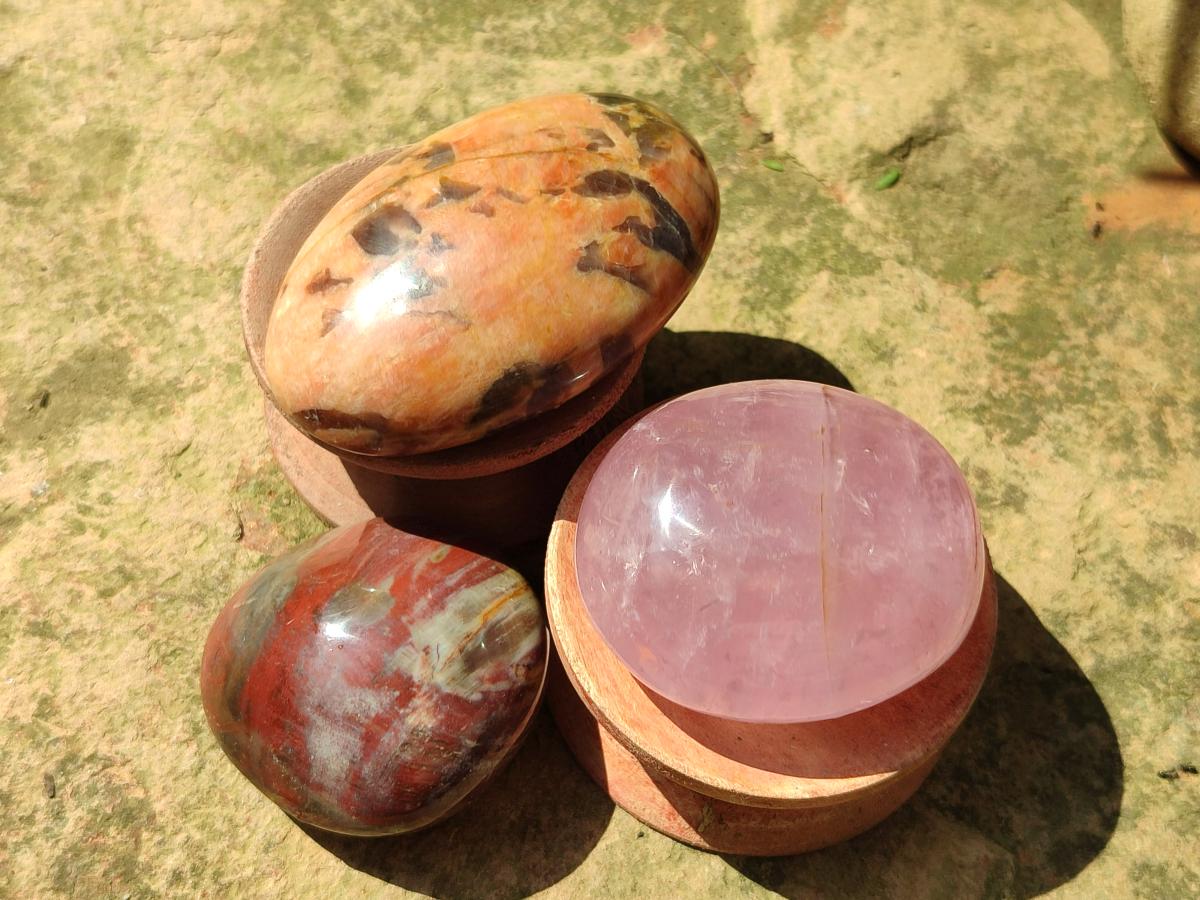 Polished Mixed Selected Multi Mineral Galets x 24 From Madagascar