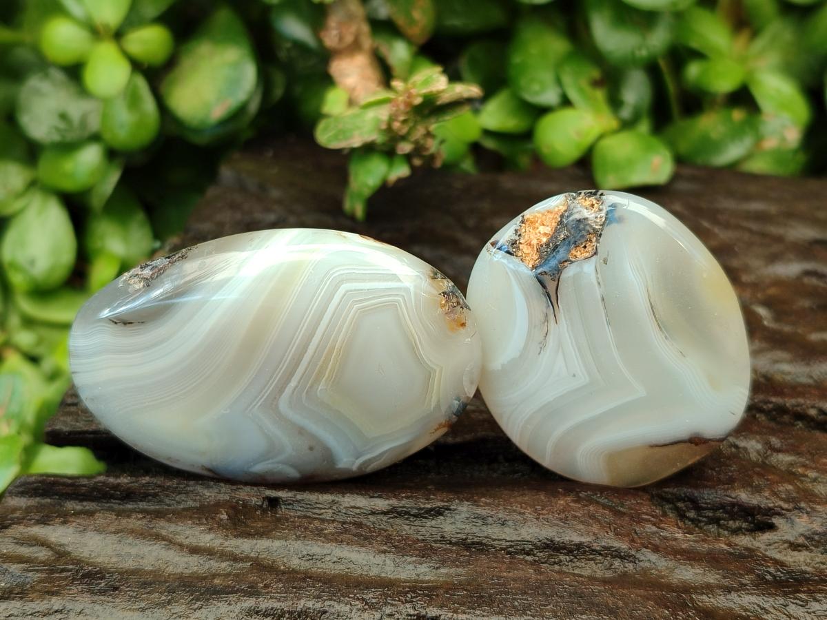 Polished Banded Agate Hearts x 12 From Madagascar