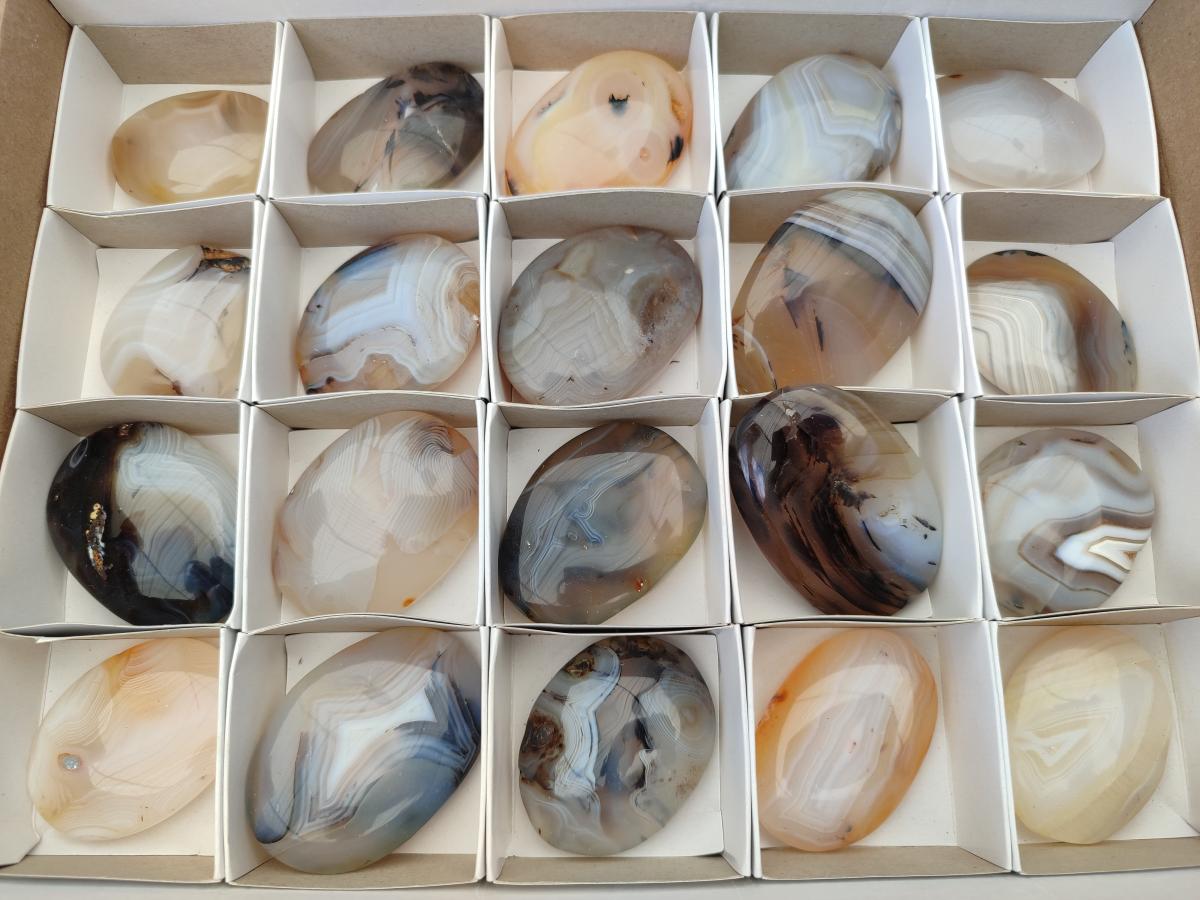 Polished Banded Agate Hearts x 12 From Madagascar