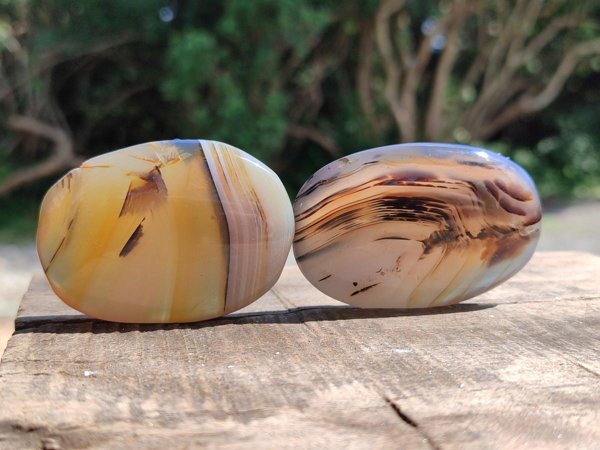 Polished Banded Agate Hearts x 12 From Madagascar