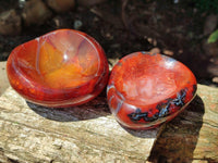 Polished Carnelian Agate Gemstone Bowls x 4 From Madagascar