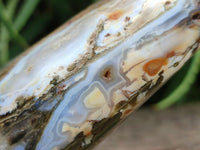 Polished Ocean Jasper Standing Free Forms x 2 From Northwest Coast, Madagascar