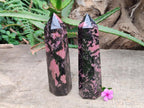 Polished Rhodonite Crystals x 2 From Ambindavato, Madagascar