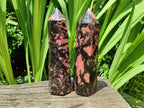 Polished Rhodonite Crystals x 2 From Ambindavato, Madagascar