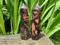 Polished Rhodonite Crystals x 2 From Ambindavato, Madagascar