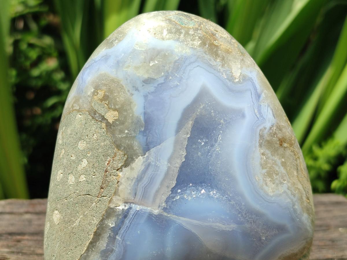 Polished Blue Lace Agate Standing Free Forms x 2 From Nsanje, Malawi