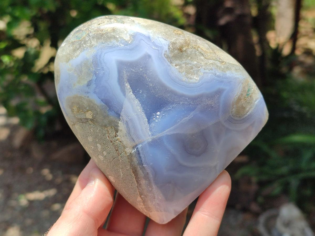 Polished Blue Lace Agate Standing Free Forms x 2 From Nsanje, Malawi - Toprock Gemstones and Minerals 