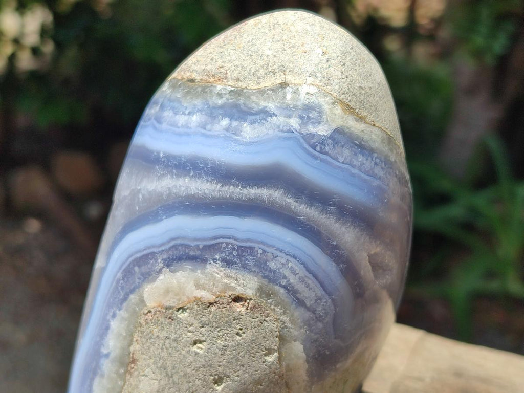 Polished Blue Lace Agate Standing Free Forms x 2 From Nsanje, Malawi - Toprock Gemstones and Minerals 