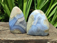 Polished Blue Lace Agate Standing Free Forms x 2 From Nsanje, Malawi