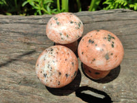 Polished Orange Calcite With Biotite Mushrooms x 6 From Madagascar