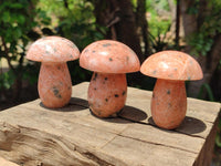Polished Orange Calcite With Biotite Mushrooms x 6 From Madagascar