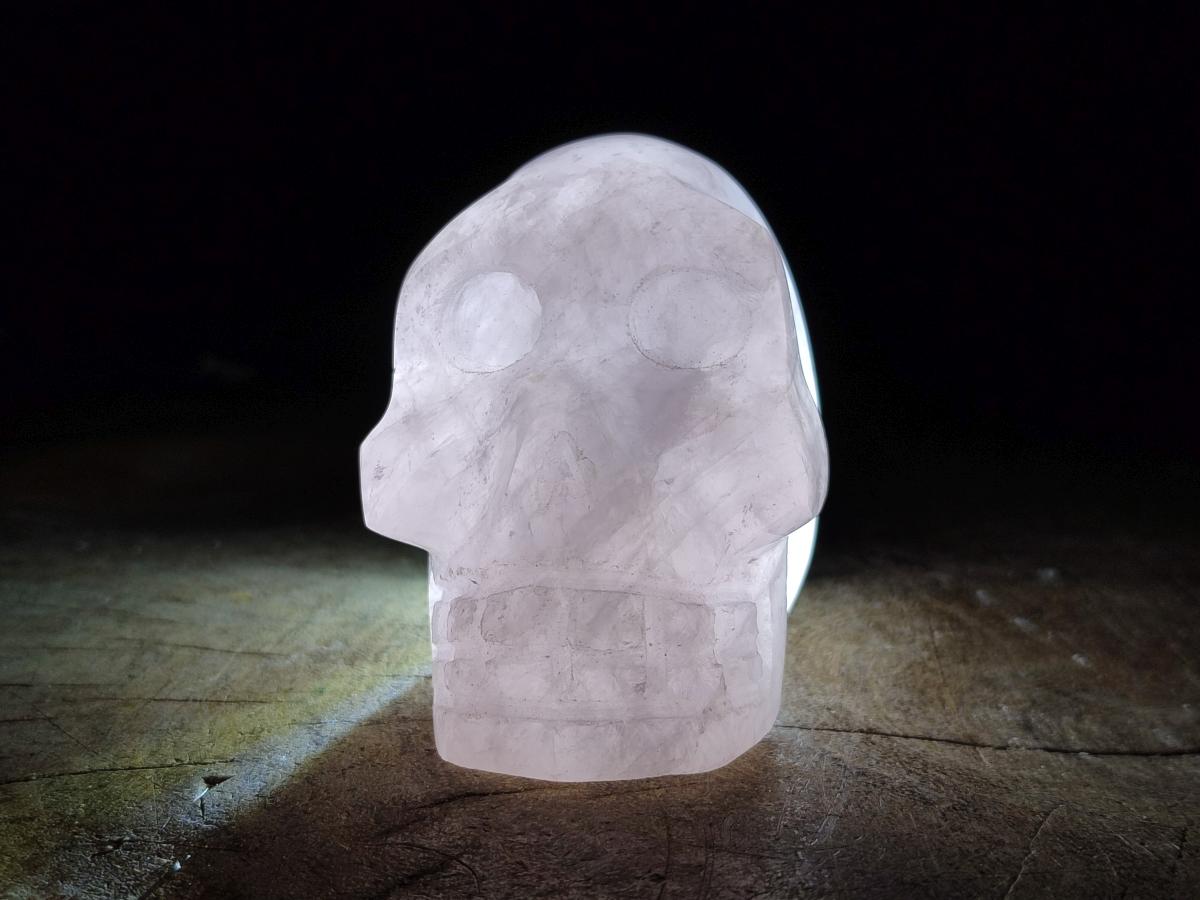 Hand Made Small Gemmy Rose Quartz Skulls x 4 From Madagascar