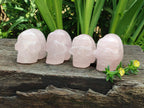 Hand Made Small Gemmy Rose Quartz Skulls x 4 From Madagascar