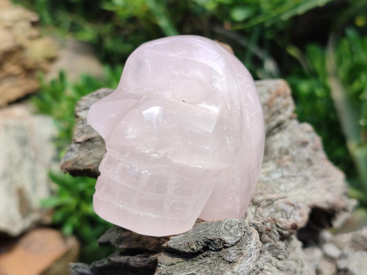 Hand Made Small Gemmy Rose Quartz Skulls x 4 From Madagascar