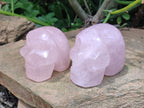 Hand Made Small Gemmy Rose Quartz Skulls x 4 From Madagascar