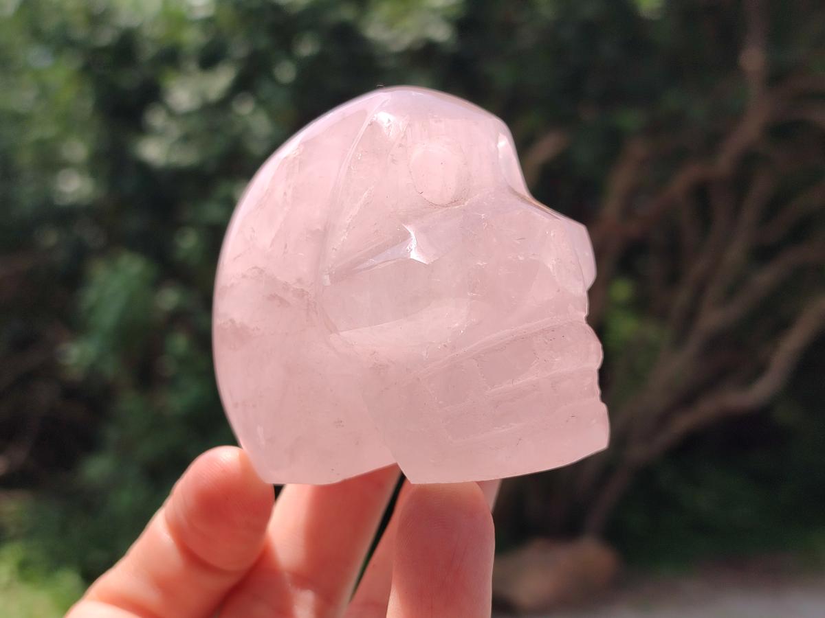 Hand Made Small Gemmy Rose Quartz Skulls x 4 From Madagascar