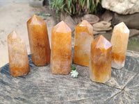 Polished Golden Healer Quartz Crystals x 6 From Ambatofinandrahana, Madagascar