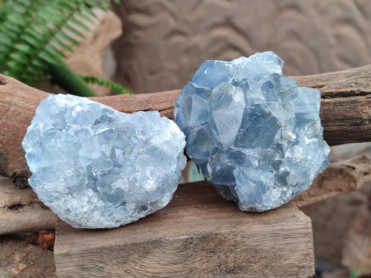 Polished Blue Celestite Cobbed Specimens x 19 From Sakoany, Madagascar