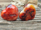 Polished Carnelian Agate Gemstone Hearts x 6 From Madagascar