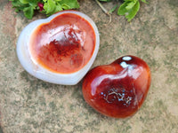 Polished Carnelian Agate Gemstone Hearts x 6 From Madagascar