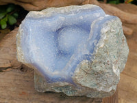 Natural Blue Lace Agate Geode Specimens x 3 From Nsanje, Malawi