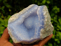 Natural Blue Lace Agate Geode Specimens x 3 From Nsanje, Malawi