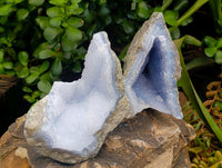 Natural Blue Lace Agate Geode Specimens x 3 From Nsanje, Malawi