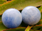Polished Blue Calcite Spheres x 6 From Madagascar