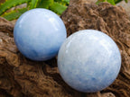 Polished Blue Calcite Spheres x 6 From Madagascar