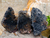 Polished Black Schorl Tourmaline Slices x 24 From Ambatondrazaka, Madagascar