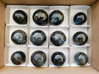 Polished Small Labradorite Spheres x 12 From Tulear, Madagascar