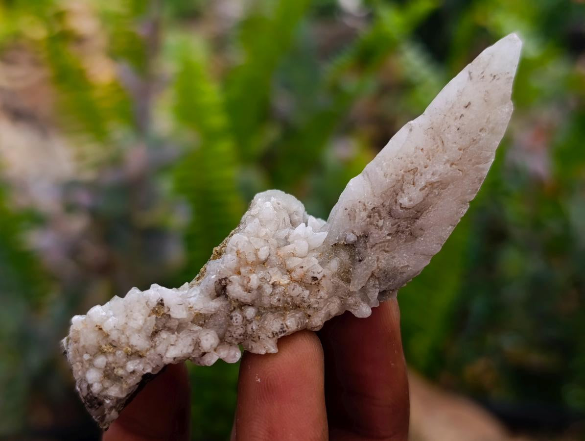 Natural Drusy Quartz Coated Spearhead Calcite Specimens x 20 From Albert's Mountain, Lesotho