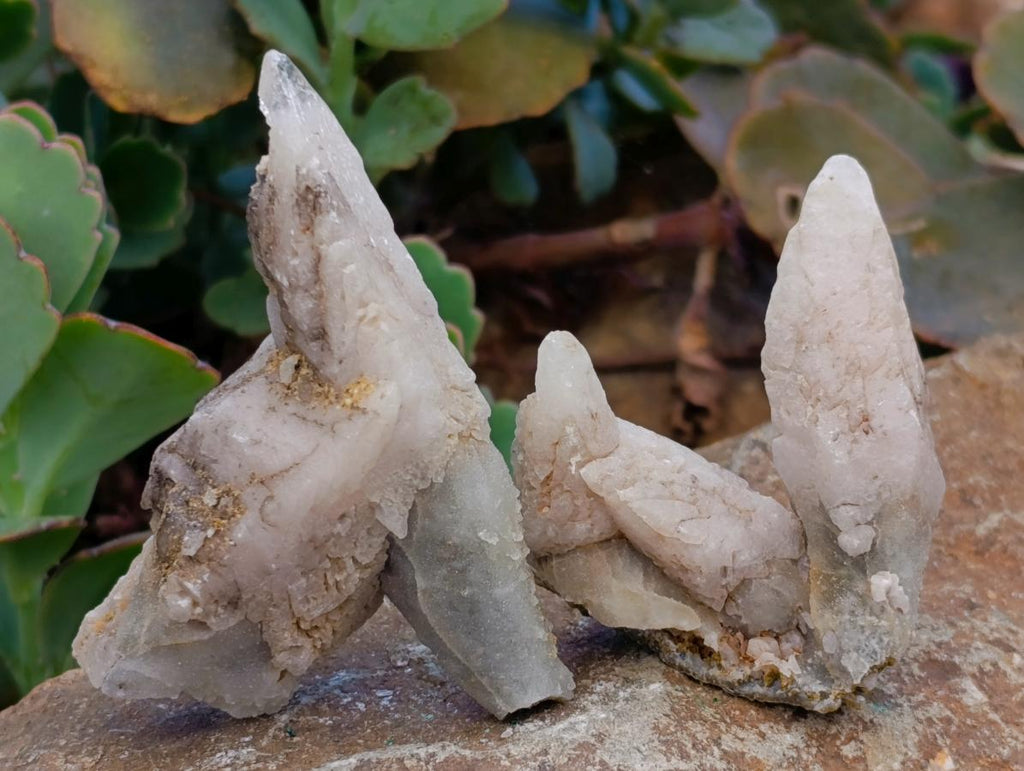 Natural Drusy Quartz Coated Spearhead Calcite Specimens x 20 From Albert's Mountain, Lesotho