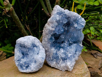 Natural Blue Celestite Geode Specimens x 2 From Sakoany, Madagascar