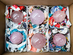 Polished Star Rose Quartz Spheres x 6 From Madagascar