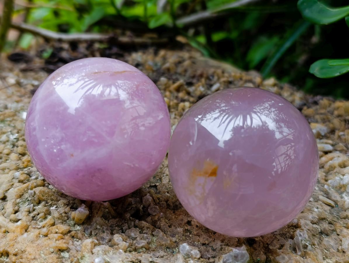 Polished Star Rose Quartz Spheres x 6 From Madagascar