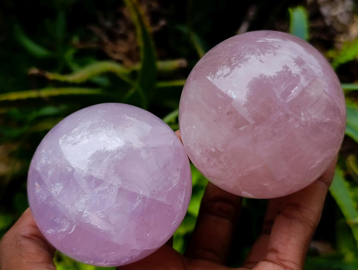 Polished Star Rose Quartz Spheres x 6 From Madagascar