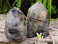 Polished Tourmalinated Inclusion Quartz Crystals x 6 From Madagascar