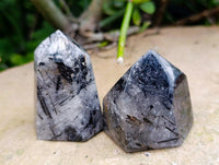 Polished Tourmalinated Inclusion Quartz Crystals x 6 From Madagascar