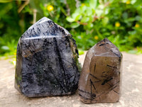Polished Tourmalinated Inclusion Quartz Crystals x 6 From Madagascar