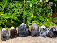 Polished Tourmalinated Inclusion Quartz Crystals x 6 From Madagascar