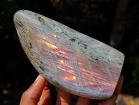 Polished Rare Purple Sunset Flash Labradorite Standing Free Forms x 3 From Tulear, Madagascar