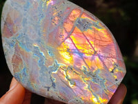Polished Rare Purple Sunset Flash Labradorite Standing Free Forms x 3 From Tulear, Madagascar