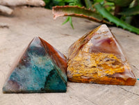 Polished Mixed Banded Agate and Ocean Jasper Pyramids x 4 From Madagascar