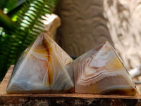 Polished Mixed Banded Agate and Ocean Jasper Pyramids x 4 From Madagascar